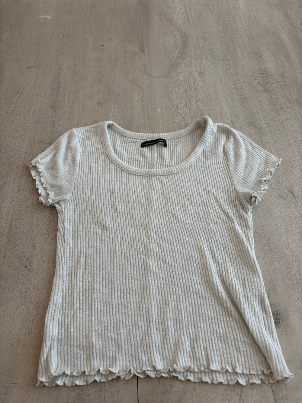 Abercrombie & Fitch Cream Ribbed Short Sleeve Tee
